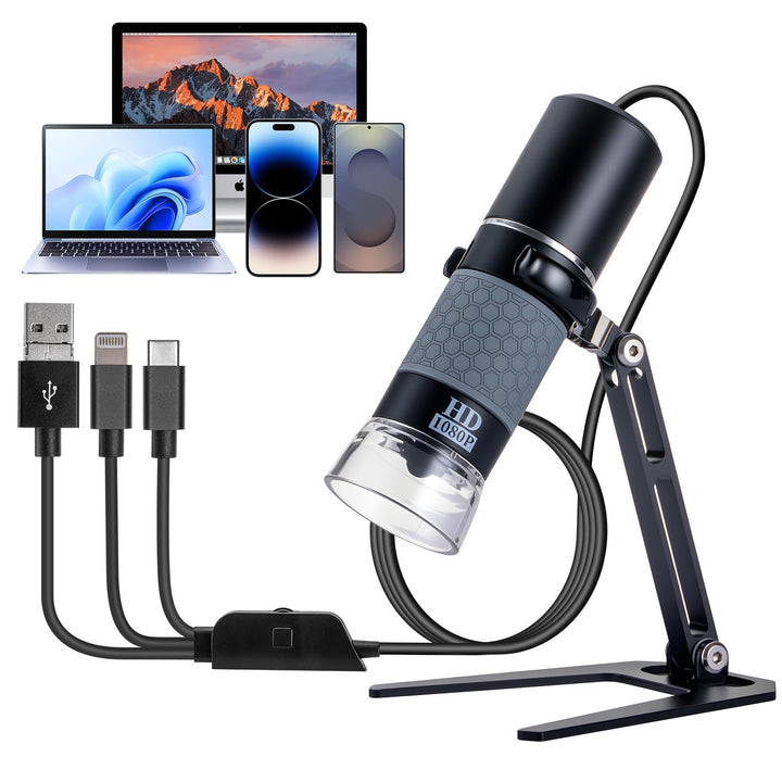 USB-Mikroskop, kompatibel mit iPhone, Android-Handy, Tablet und Windows-Mac-PC, HD 1080P kabelgebund