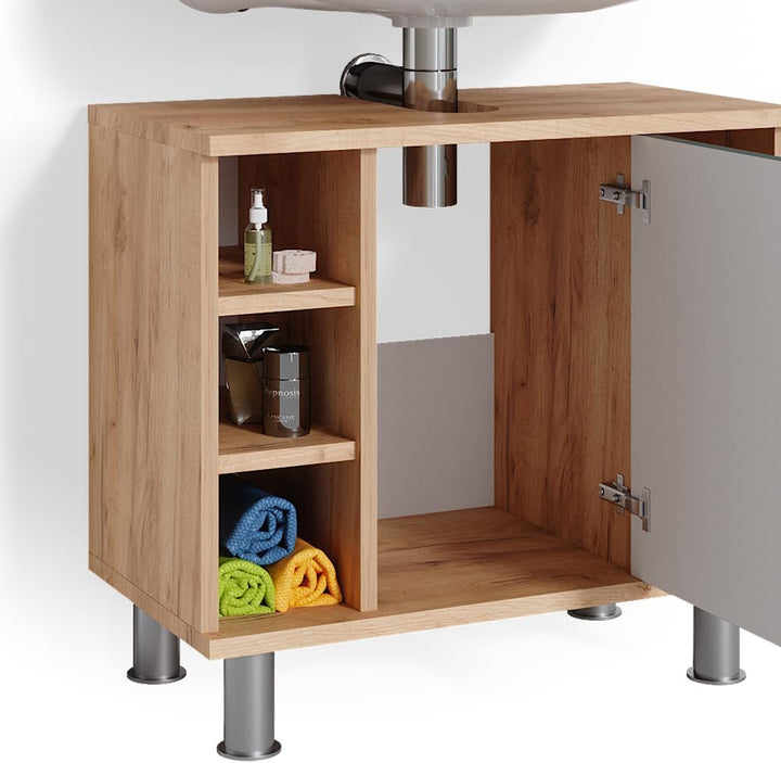 Vicco Waschbeckenunterschrank Fynn, Goldkraft Eiche/Grün, 60 x 54 cm Goldkraft Eiche 60x54x32 cm, Go