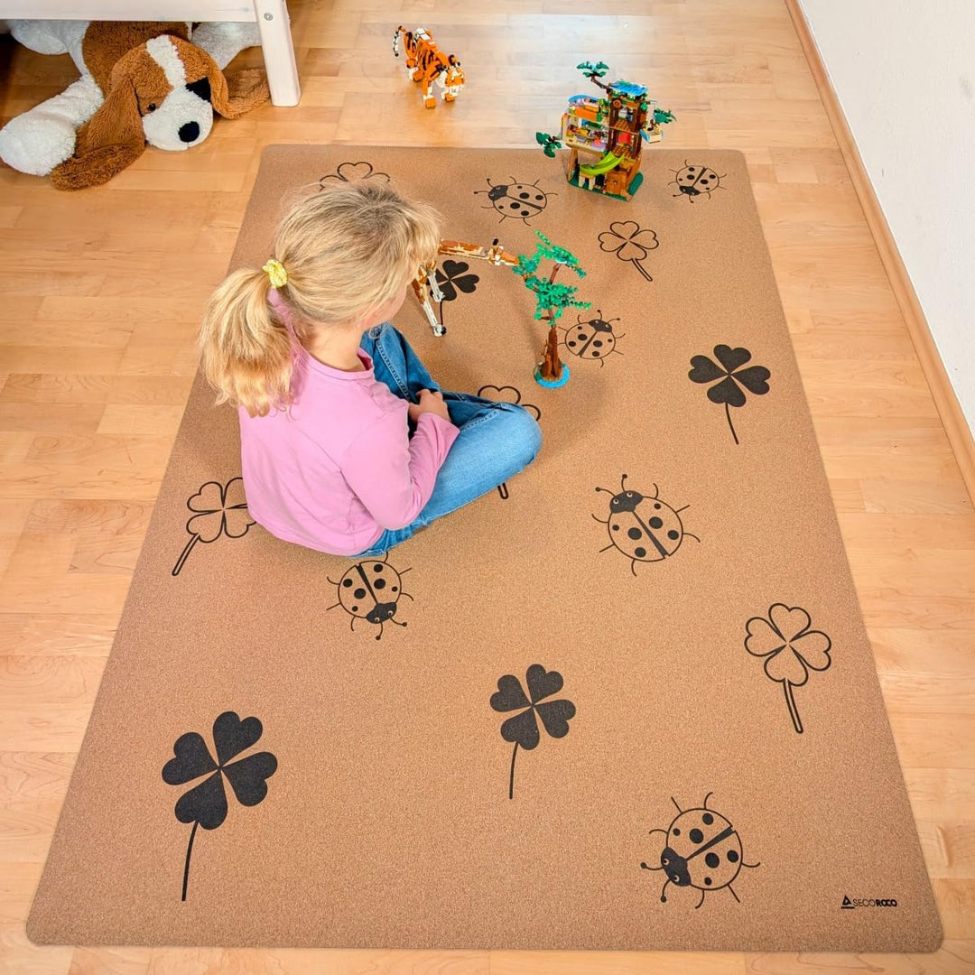 Spielmatte aus Kork. Schadstofffreie Krabbelmatte für Babys und Kinder. Glück 140x110 cm 110 x 140 c