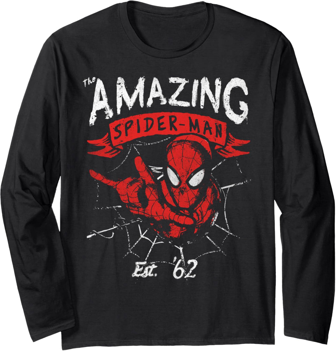 Marvel The Amazing Spider-Man Banner Logo Portrait Langarmshirt