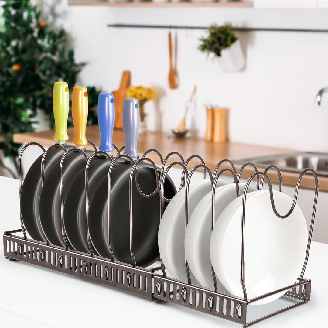 homewell Topfdeckelhalter, Abtropfgestell aus Metall für Töpfe, Pfannen und Deckel aus schwerem Meta