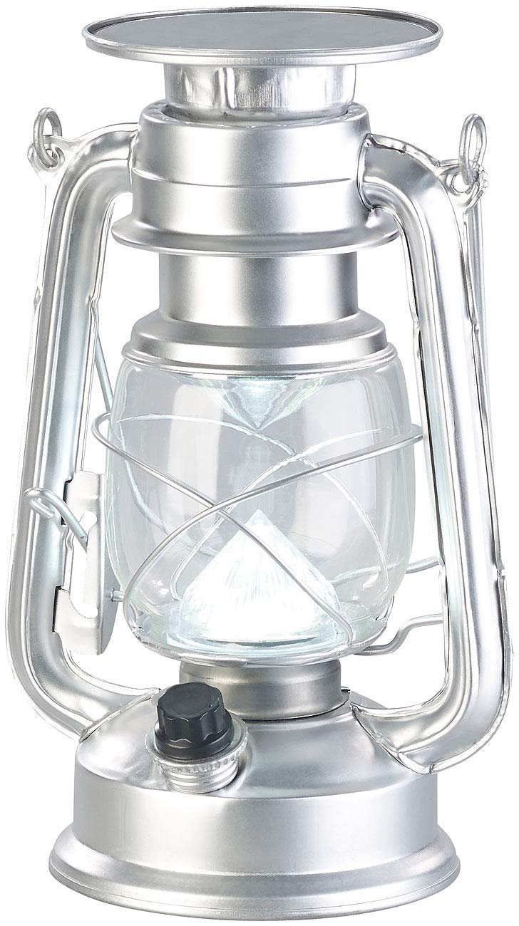 Lunartec Sturmlaterne Solar: Dimmbare High-Power Solar-LED-Sturmlampe, 200 lm, 3 W, silbern (Solar L