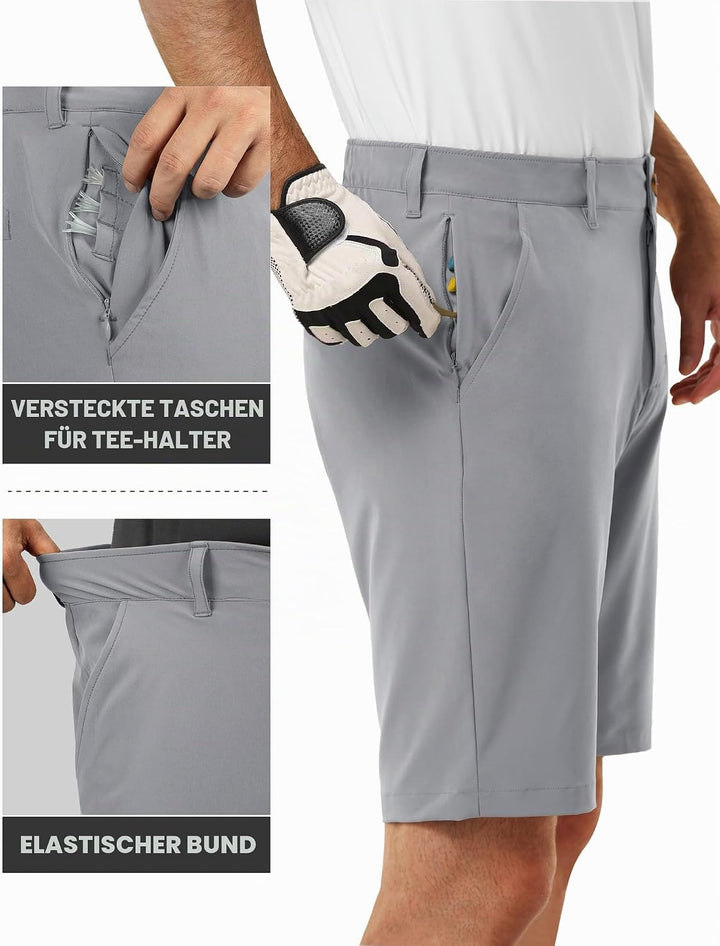 33,000ft Herren Golf Shorts Stretch Kurze Golfhosen Leichte Schnelltrocknende 11" Bermuda Shorts Kur