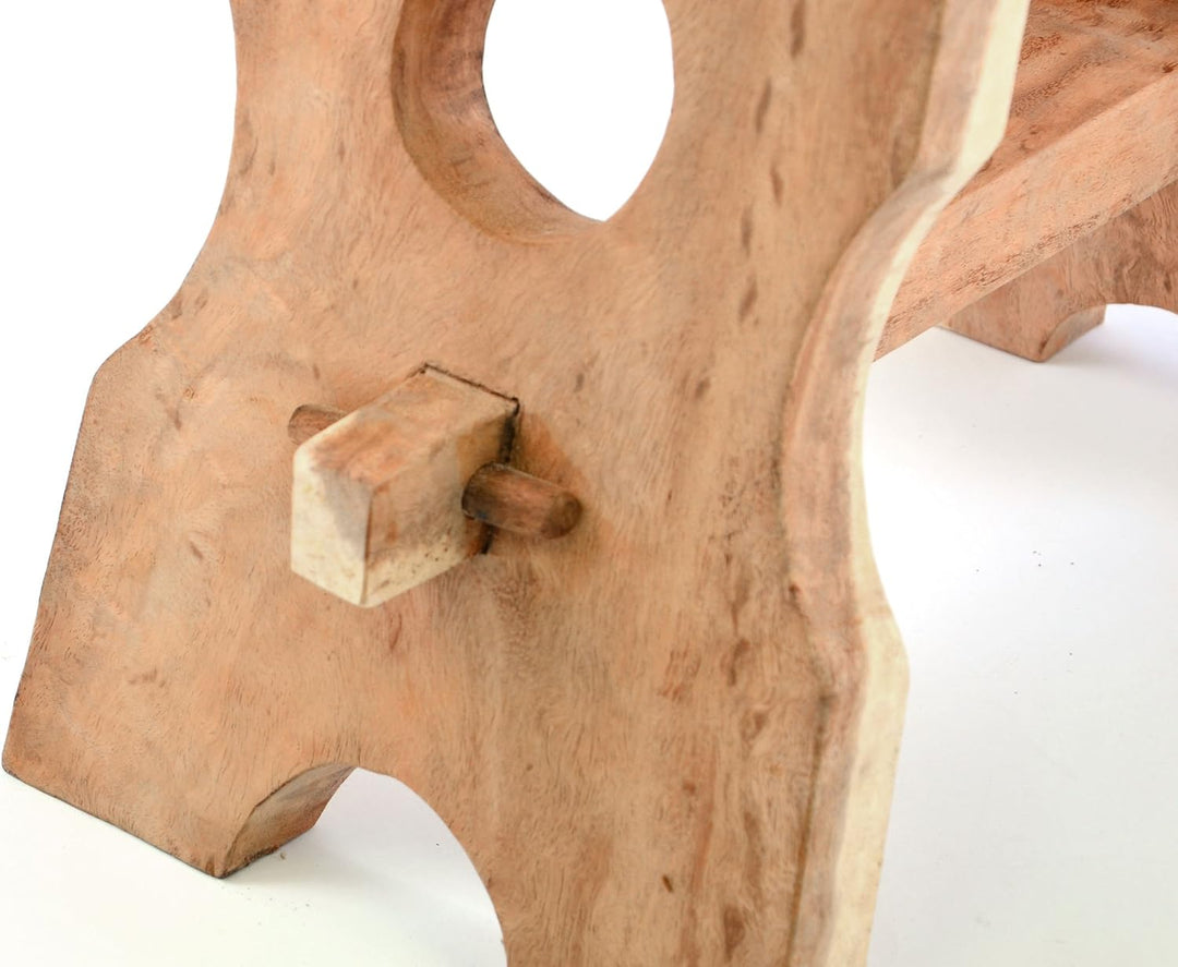 Divero Eckiger Sitzhocker Molokai aus Suar-Holz - Reine Handarbeit – Farbe: Braun