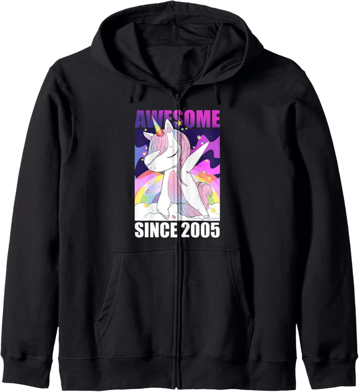 AWESOME SINCE 2005 15 Geschenk Geburtstag mit Einhorn Kapuzenjacke