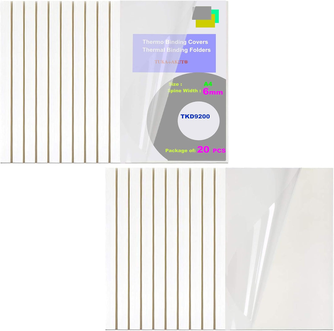 TUKA-i-AKUT [ 100x A4 6mm ] Thermobindemappen A4, Rückenbreite 6 mm, 100 Stück Thermo-Bindemappe für