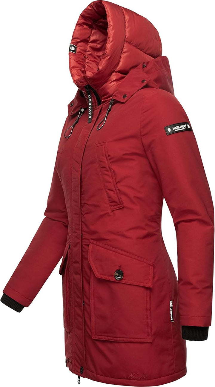 Navahoo Damen warmer Winter Kurzmantel Blizzardstorm XS-3XL S Blood Red, S Blood Red