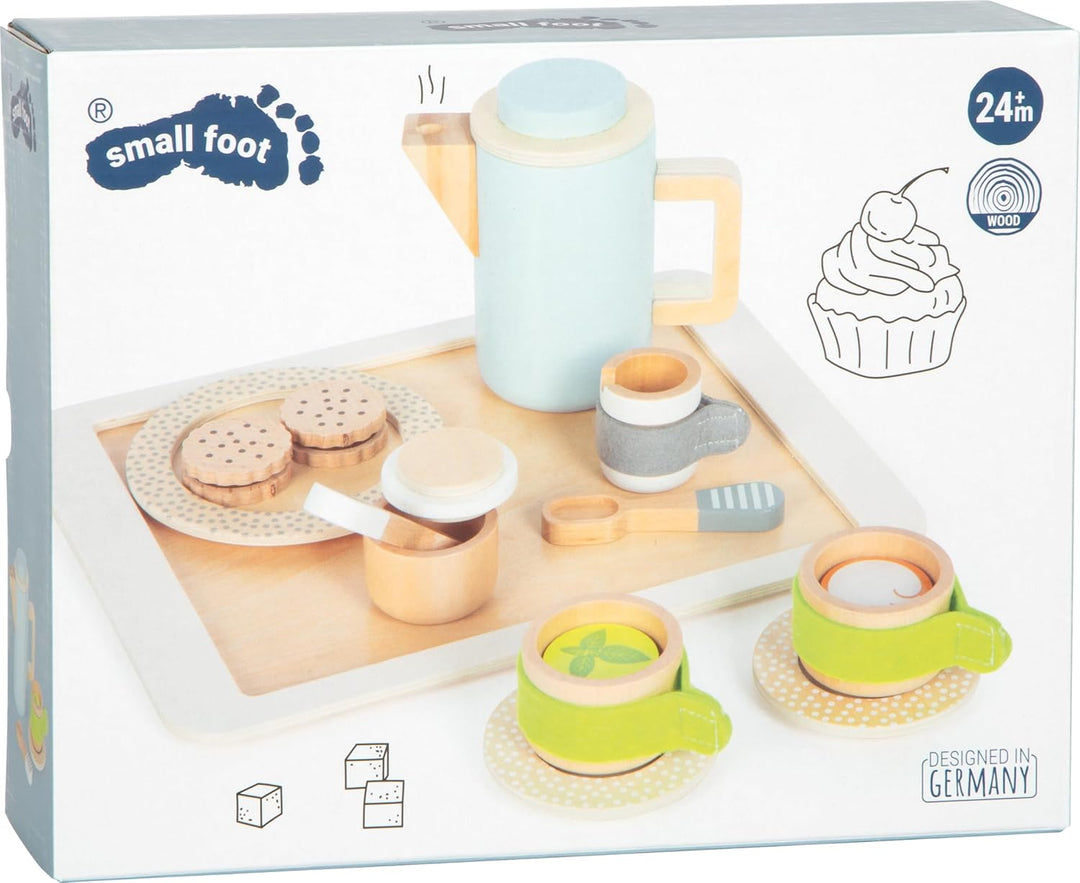 small Foot Kaffee und Tee Set Kinderküche aus Holz, 15-TLG. Küchenspielzeug, Rollenspiel für Kinder