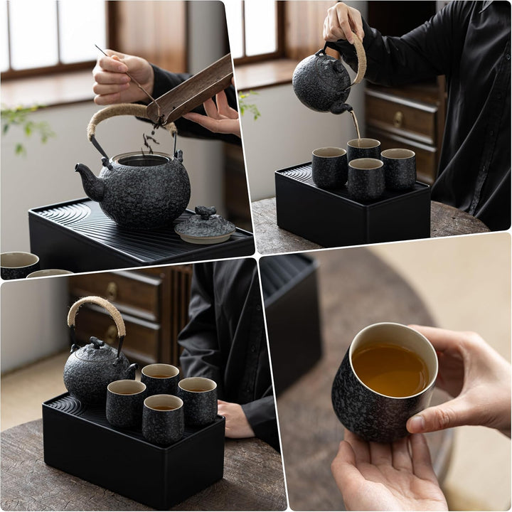 TEANAGOO Teekanne Portable Japanese Tea Set, Charcoal Grey Travel Porcelain Tea Set, 1 Teekanne (700