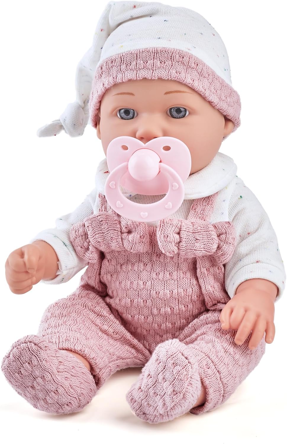 Enjoyin 30 cm Babypuppe Geschenkset mit Zubehör, Kleider, Baby-Puppentrage, puppenbett, Schnuller, D