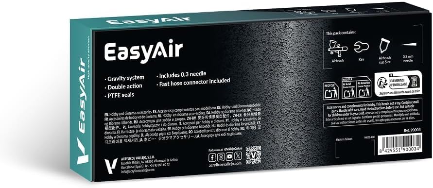 Vallejo EasyAir Airbrush mit doppelter Wirkung, ideal für Modellbau und Airbrush, schwimmende Düse 0