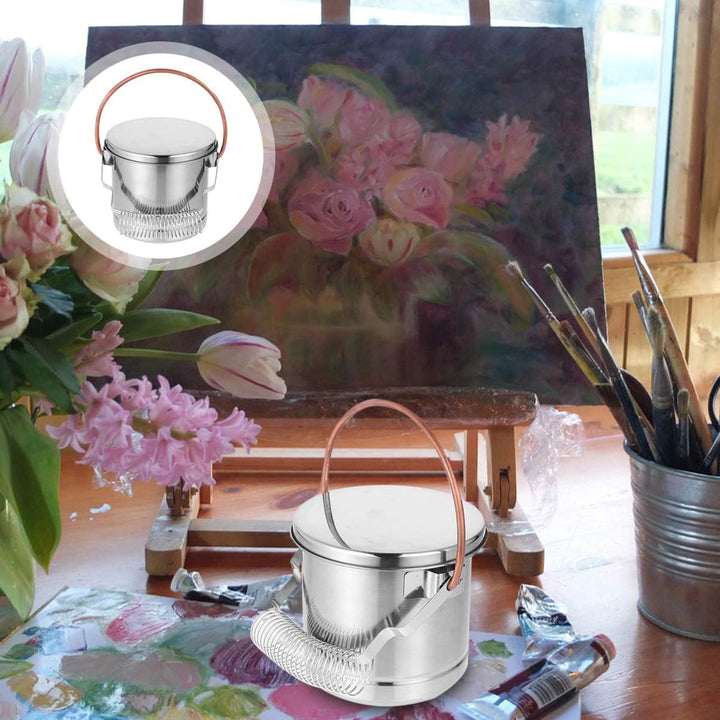 EXCEART Malerei Eimer Öl Malerei Pinsel Waschen Edelstahleimer mit Deckel Malwerkzeug Künstler Ölmal