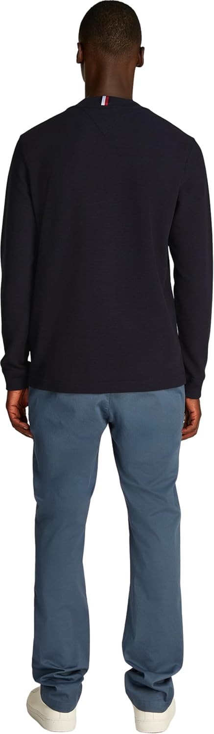 Tommy Hilfiger Herren Langarmshirt Textured Tee Basic, Blau (Desert Sky)