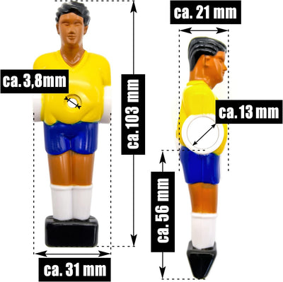 EYEPOWER 22 Tischkicker Figuren 13mm - Spanien vs. Brasilien - Tisch Fussball Kicker Figuren - Tisch