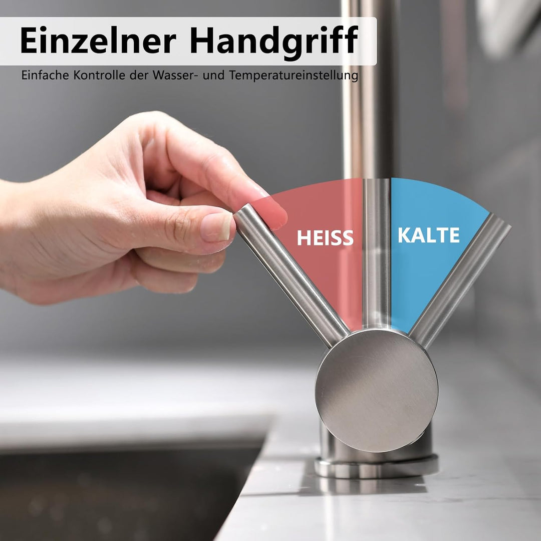AIMADI küchenarmatur mit Klappbar Fenster Wasserhahn Küche Vorfenster Armatur Küche aus Edelstahl Mi