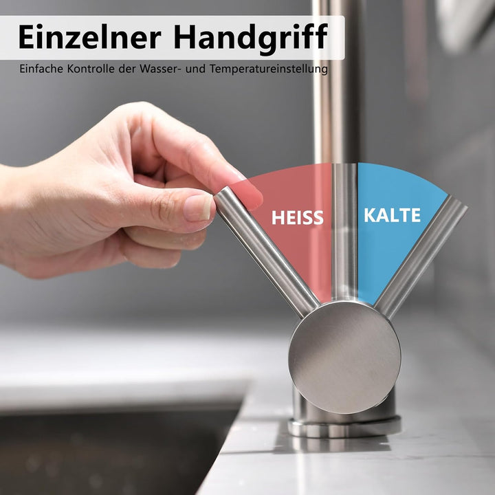 AIMADI küchenarmatur mit Klappbar Fenster Wasserhahn Küche Vorfenster Armatur Küche aus Edelstahl Mi
