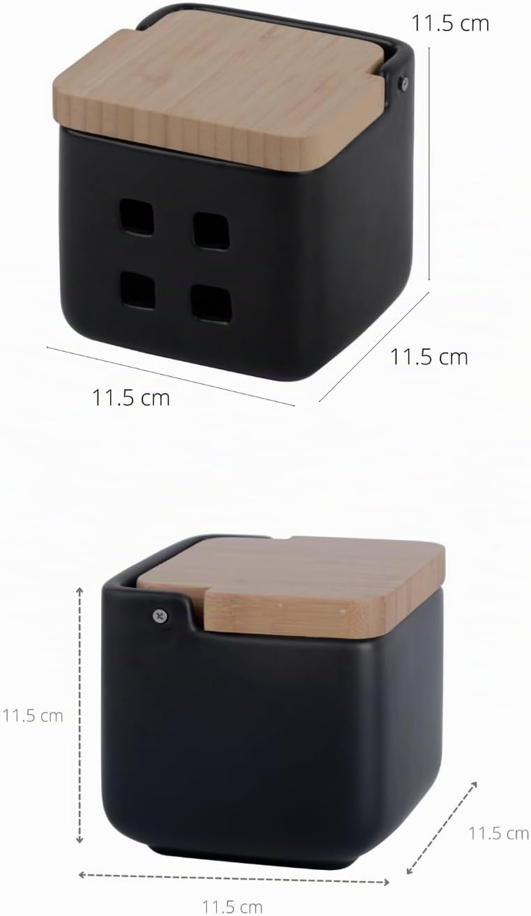 Küchenzubehör-Set aus Keramik, inklusive 1 x Salzstreuer und 1 x Knoblauchdose mit Belüftungslöchern