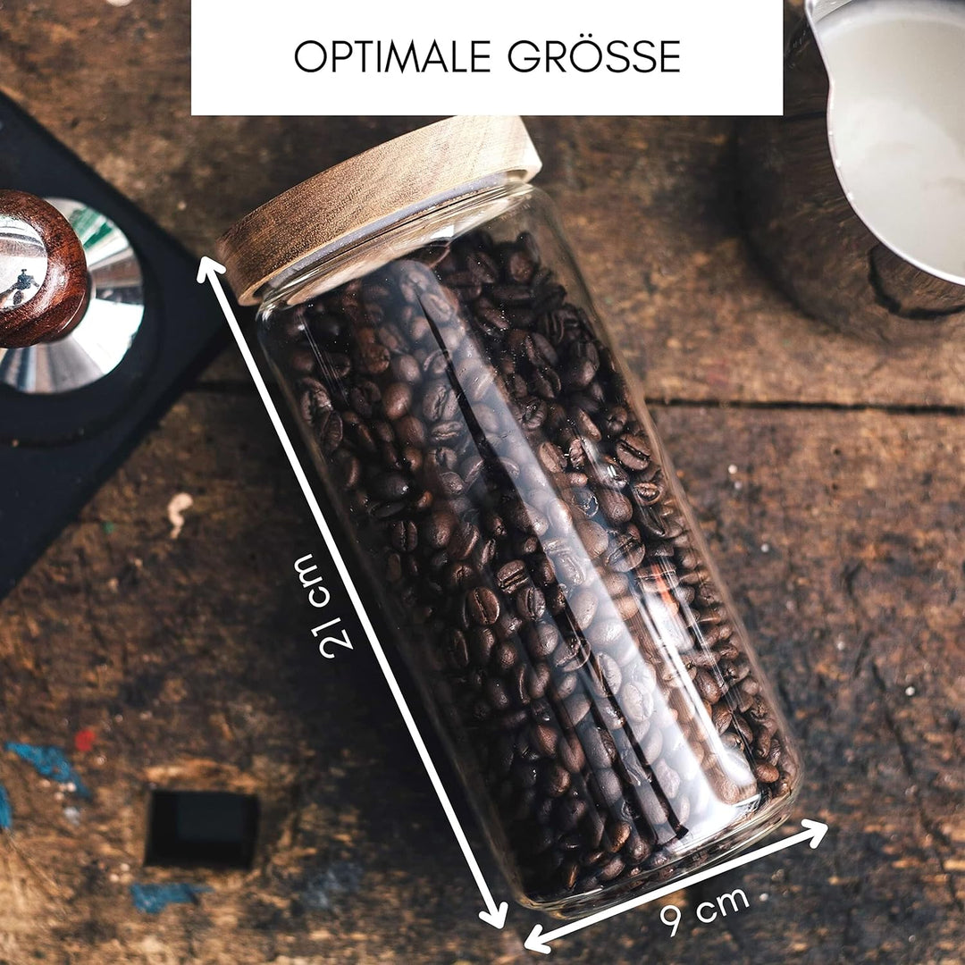 Econovo® Vorratsdosen Glas mit Deckel Set 1000ml (3-teilig) aus Borosilikatglas, stapelbar und luftd