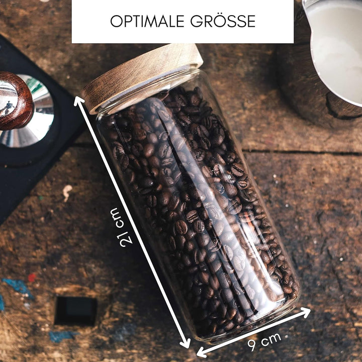 Econovo® Vorratsdosen Glas mit Deckel Set 1000ml (3-teilig) aus Borosilikatglas, stapelbar und luftd