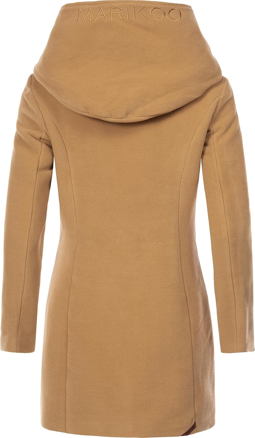 MARIKOO Damen Mantel in Wollmantel-Optik Warmer Trenchcoat mit Kapuze Maikoo XS-5XL L Braun, L Braun