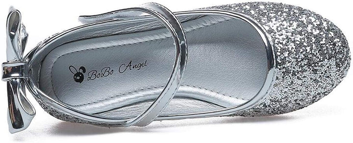 PPXID Mädchen Mary Jane Halbschuhe Glitzer Hochzeitsschuhe Prinzessin Taufschuhe Bequem Ballerinas,