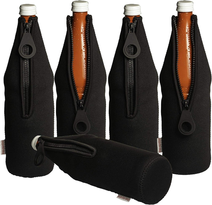 Flaschenkühler 0,7-1,0L für Glas- & PET Flaschen, Neopren, Getränkekühler, (schwarz, 5) Schwarz 5, S
