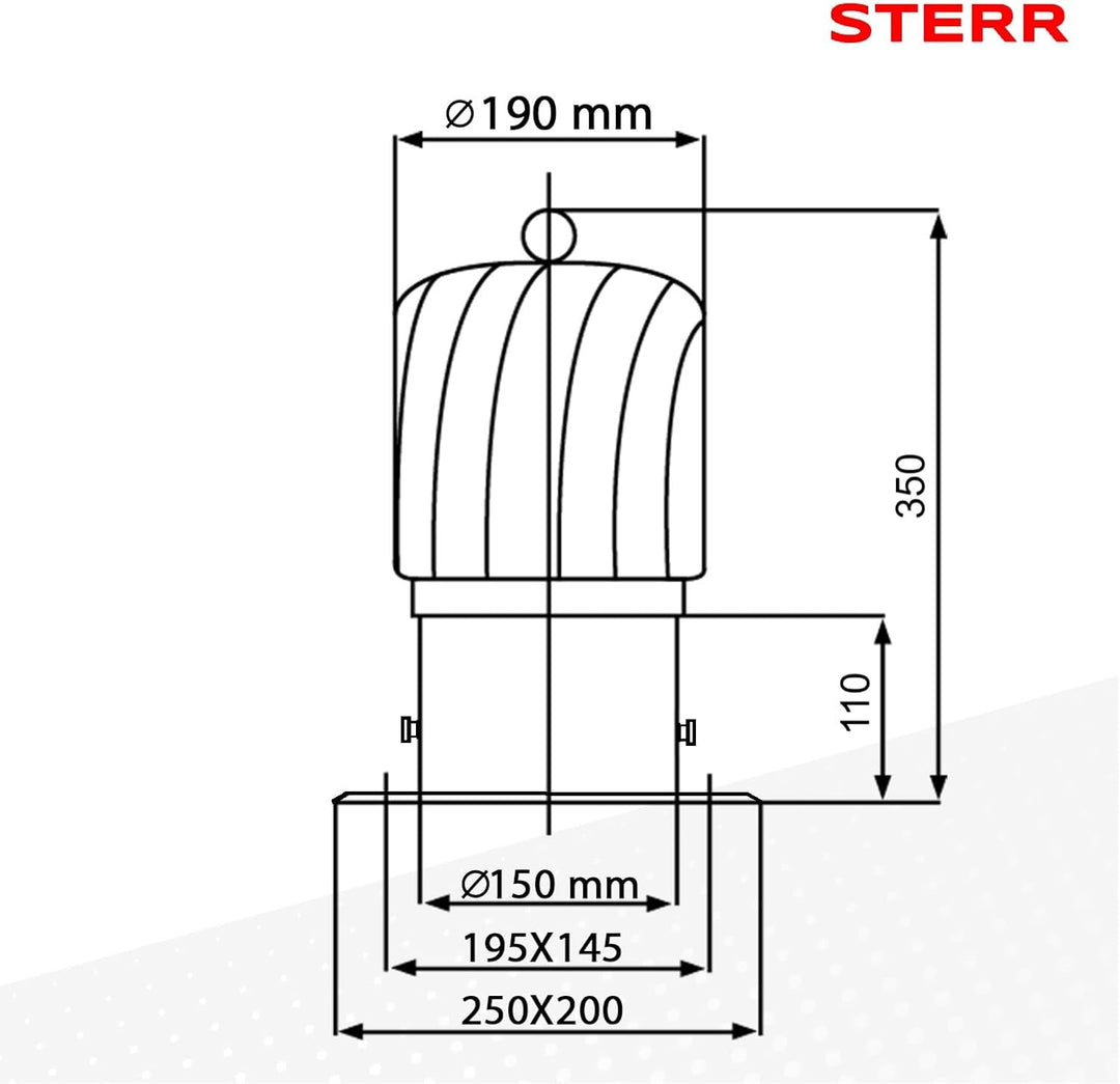 STERR Kaminaufsatz Erweitert 150 mm - Schornsteinabdeckung, Schornsteinaufsatz - Schornsteinabdeckun