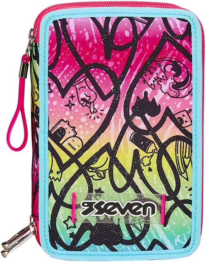 Seven Federmäppchen, Mäppchen, Mehrfarbig, Federtasche für Schreibwaren, Etui komplett mit Bleistift