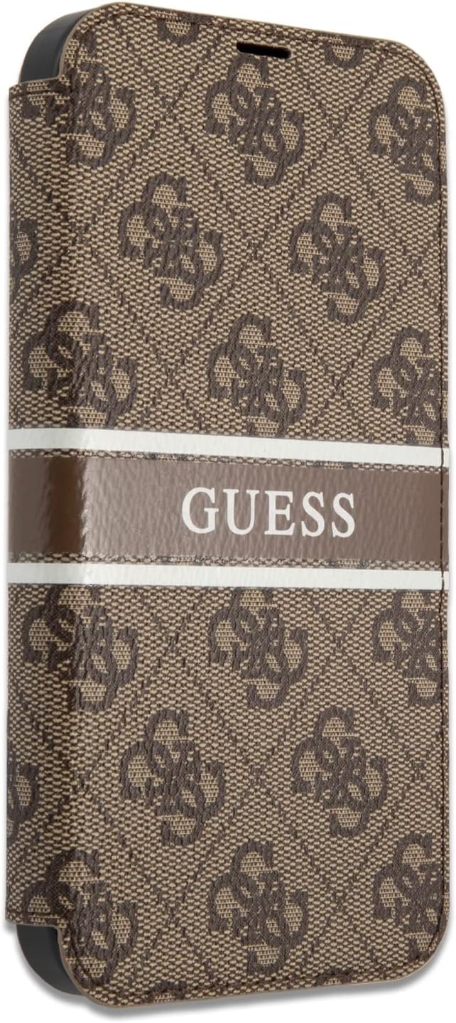 Guess Book Case 4G Stripe Hülle für iPhone 13 Pro, GUBKP13L4GDBR, Braun Brown, Brown