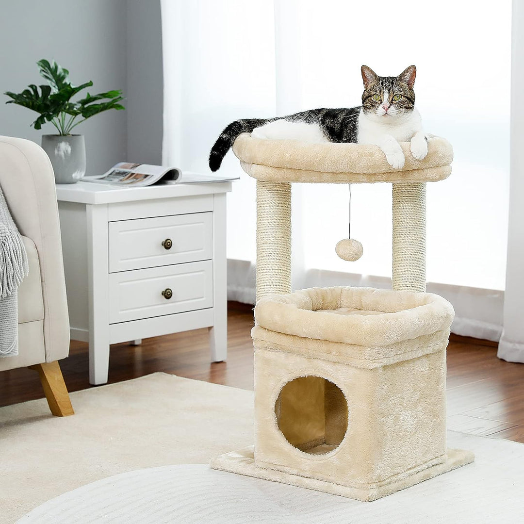 PAWZ Road Kleiner Katzenbaum, mehrstöckiger Katzenturm mit Sisal-überzogenem Kratzbaum, gemütlicher
