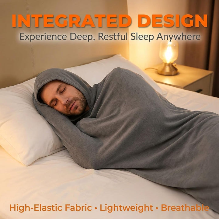 Schlafsack Wearable Pod, Hoodie Schlafsack für Reisen und Zuhause, Leichter Polyester mit Kapuze, At
