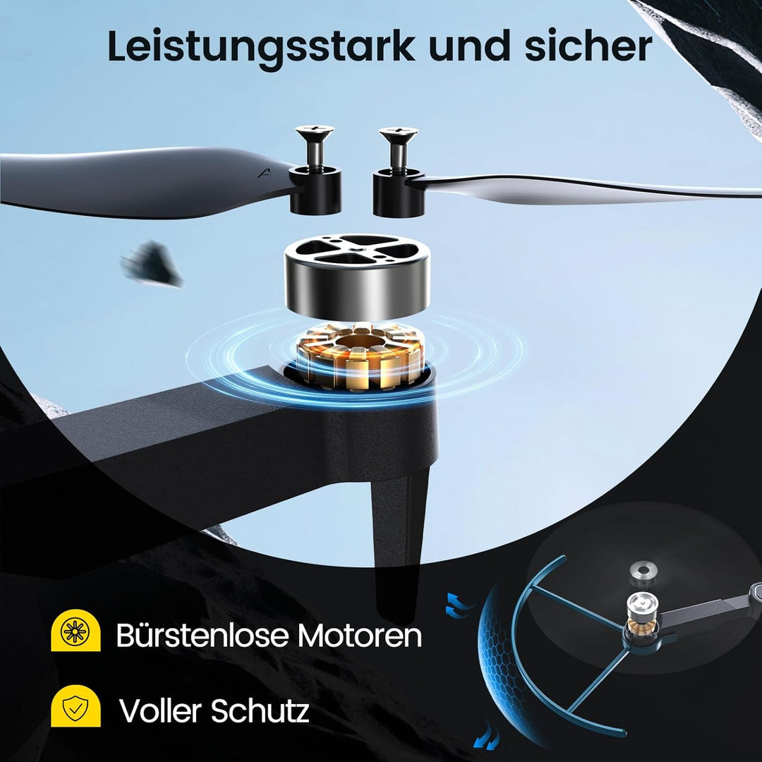 DEERC Drohne mit Kamera 1080P für Kinder, RC Quadrocopter D75 faltbar mit Wifi Übertragung, Lange Fl