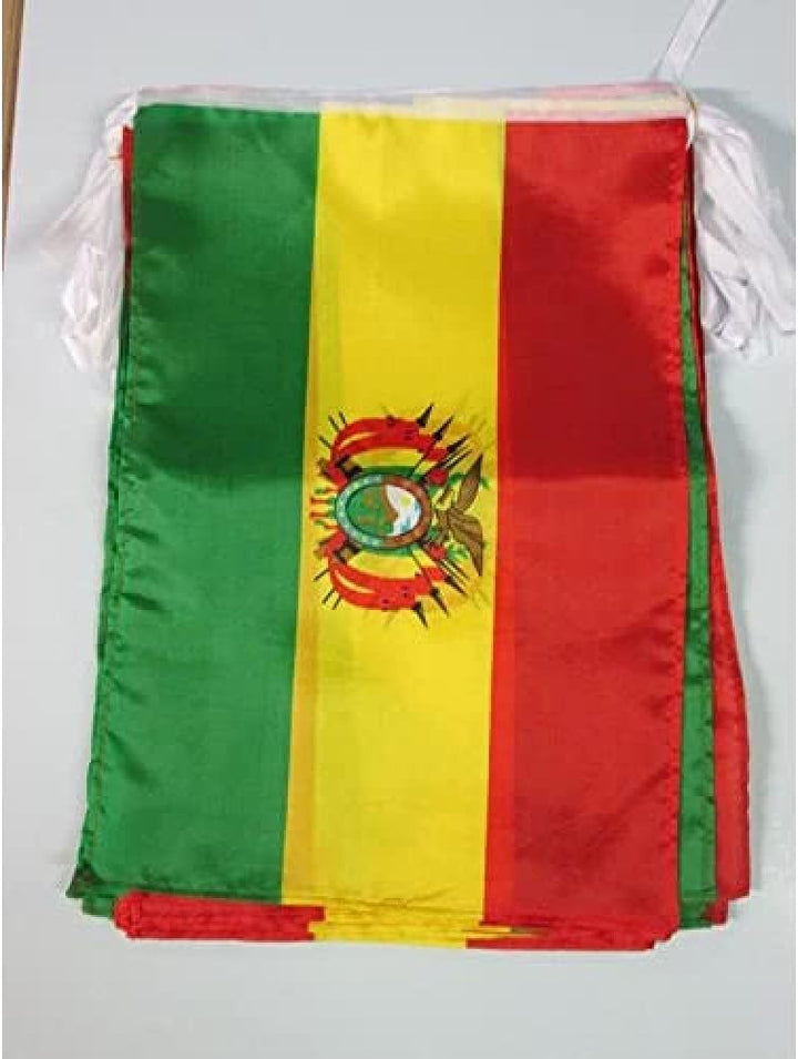 AZ FLAG FAHNENKETTE BOLIVIEN 12 Meter mit 20 flaggen 45x30cm- BOLIVIANISCHE Girlande Flaggenkette 30