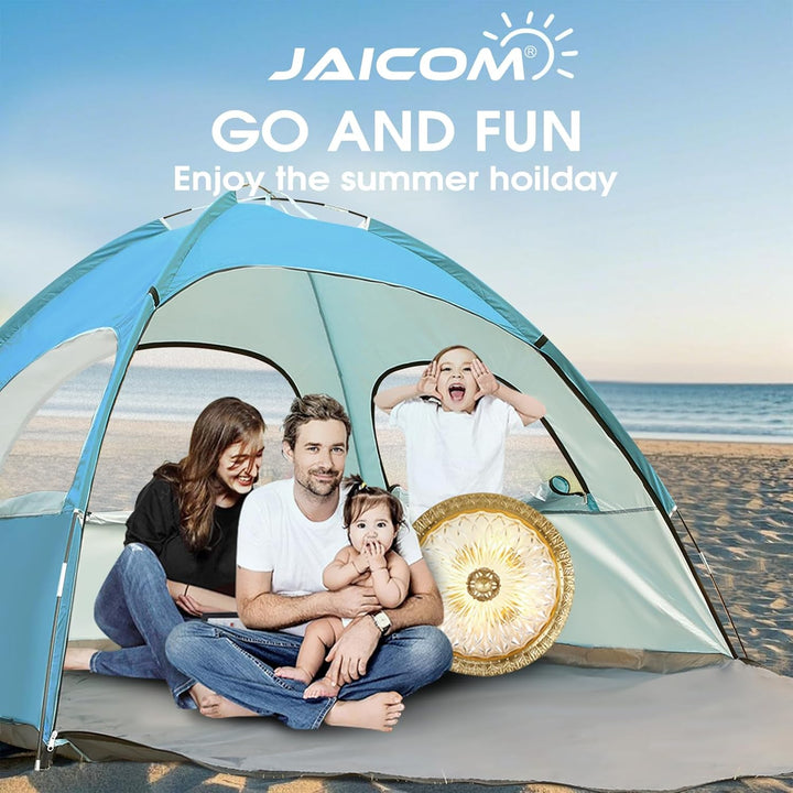 JAICOM Strandmuschel, 2-3 Personen Strandzelt mit UPF 50+ UV Schutz, Leichtes, schnell aufzubauendes