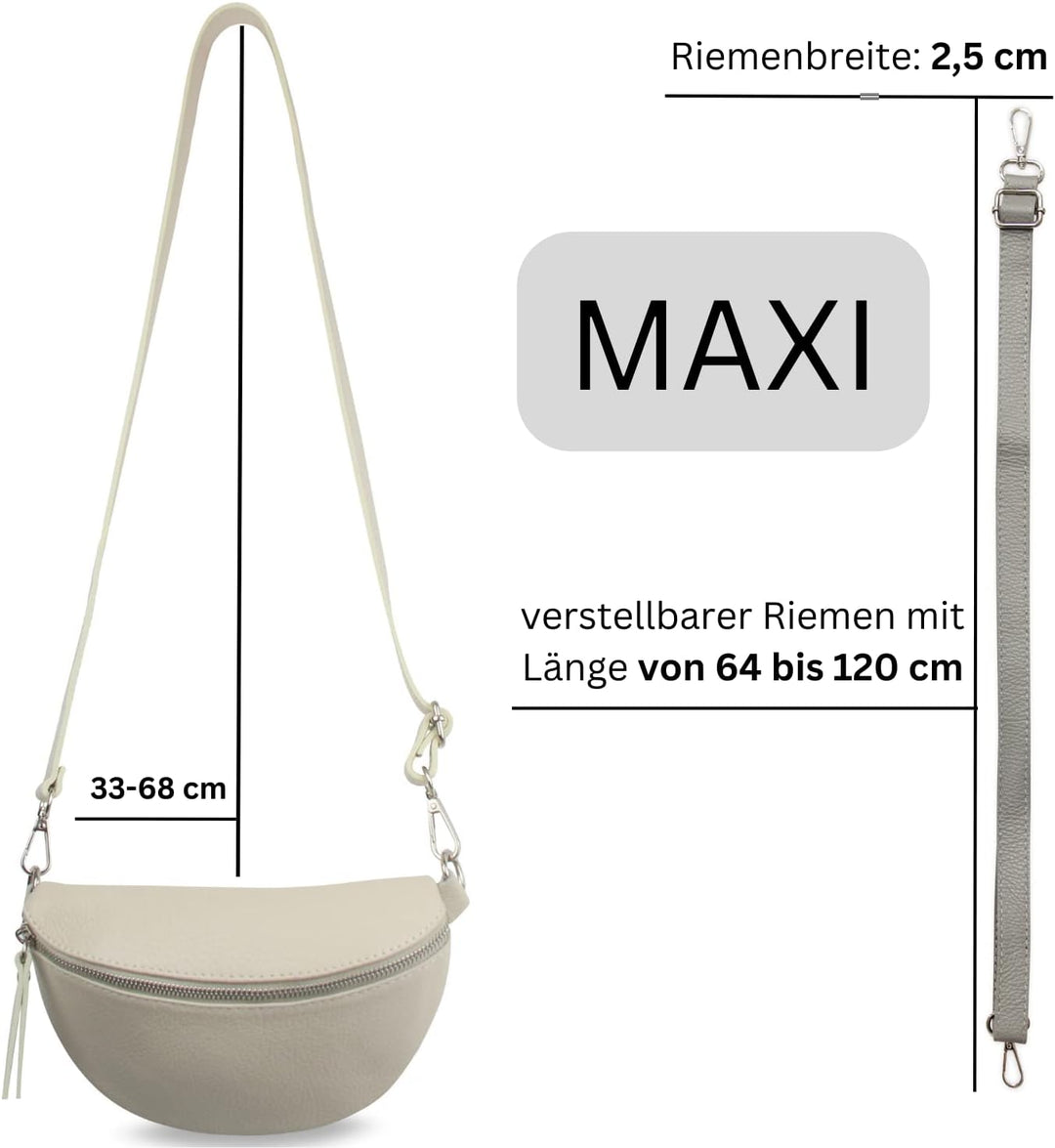 Frentree® Damen Echtleder Umhängetasche, Made in Italy, Crossbody Tasche Schultertasche mit silberne