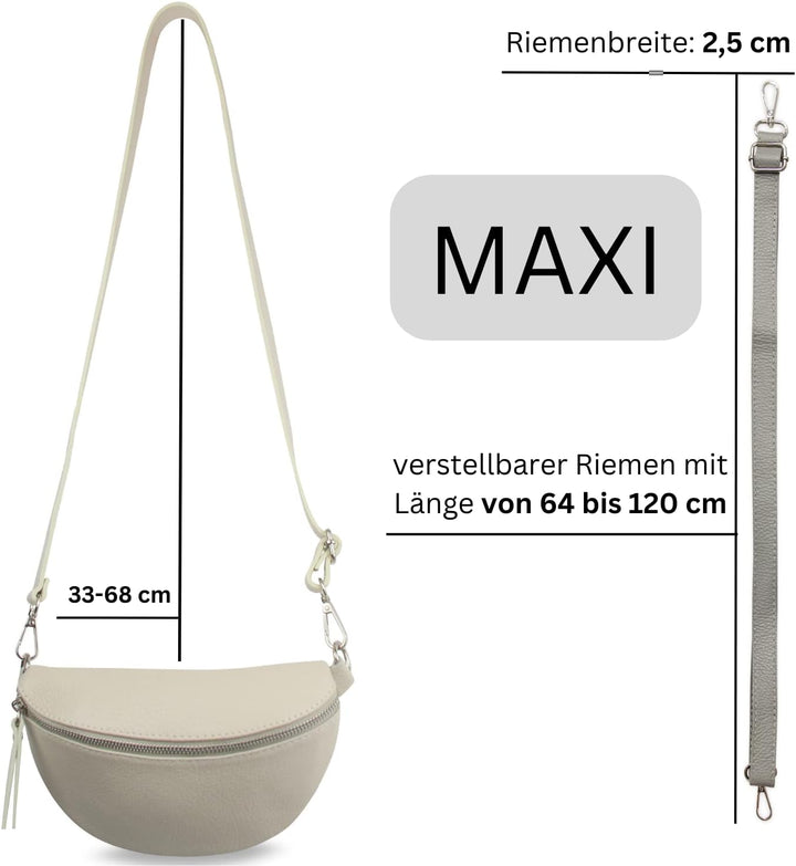 Frentree® Damen Echtleder Umhängetasche, Made in Italy, Crossbody Tasche Schultertasche mit silberne