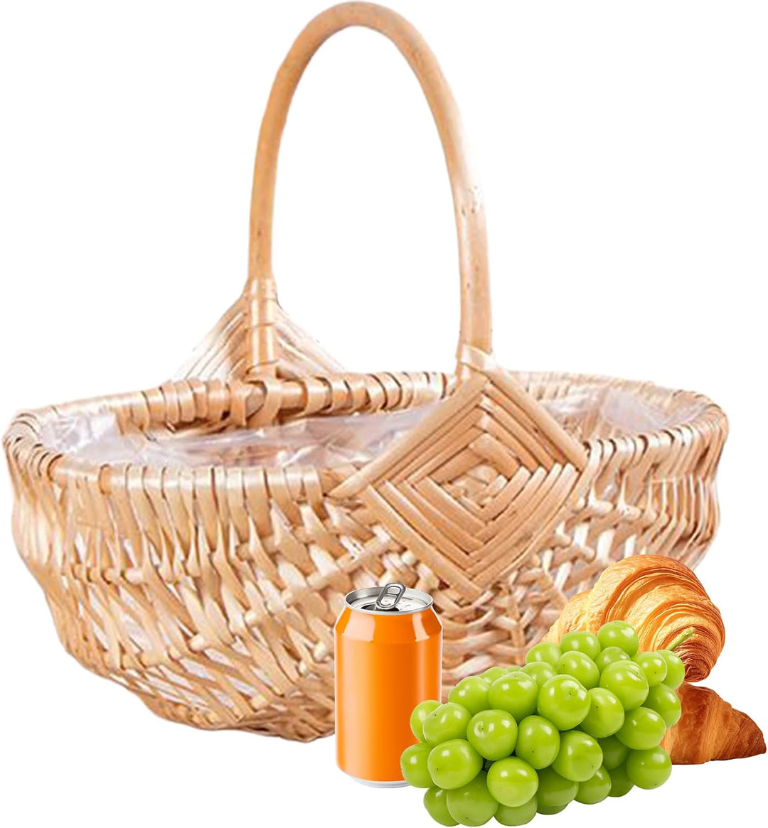 Weidenkorb Mit Henkel Grosser Picknickkorb Aus Rattan Aufbewahrungskorb Für, Camping, Hochzeit, Gart