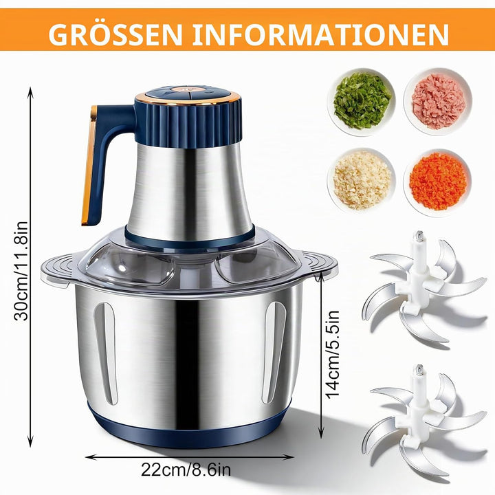 Zerkleinerer Elektrisch,5L Universalzerkleinerer Mit Zwei Schneidemessern,Multizerkleinerer, 500W, 5