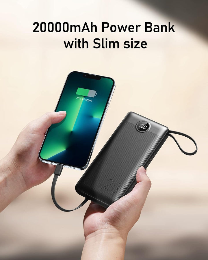 Powerbank 20000mAh Power Bank mit Kabel VEEKTOMX Powerbank USB C Tragbares Ladegerät 5 Ausgängen LED