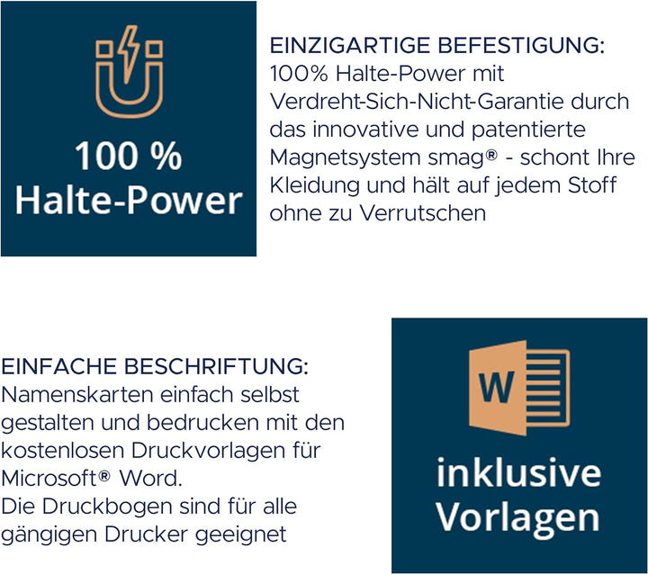 20 Magnet-Namensschilder polar® 30 „color“, inkl. Druckbogen - transluzent klar