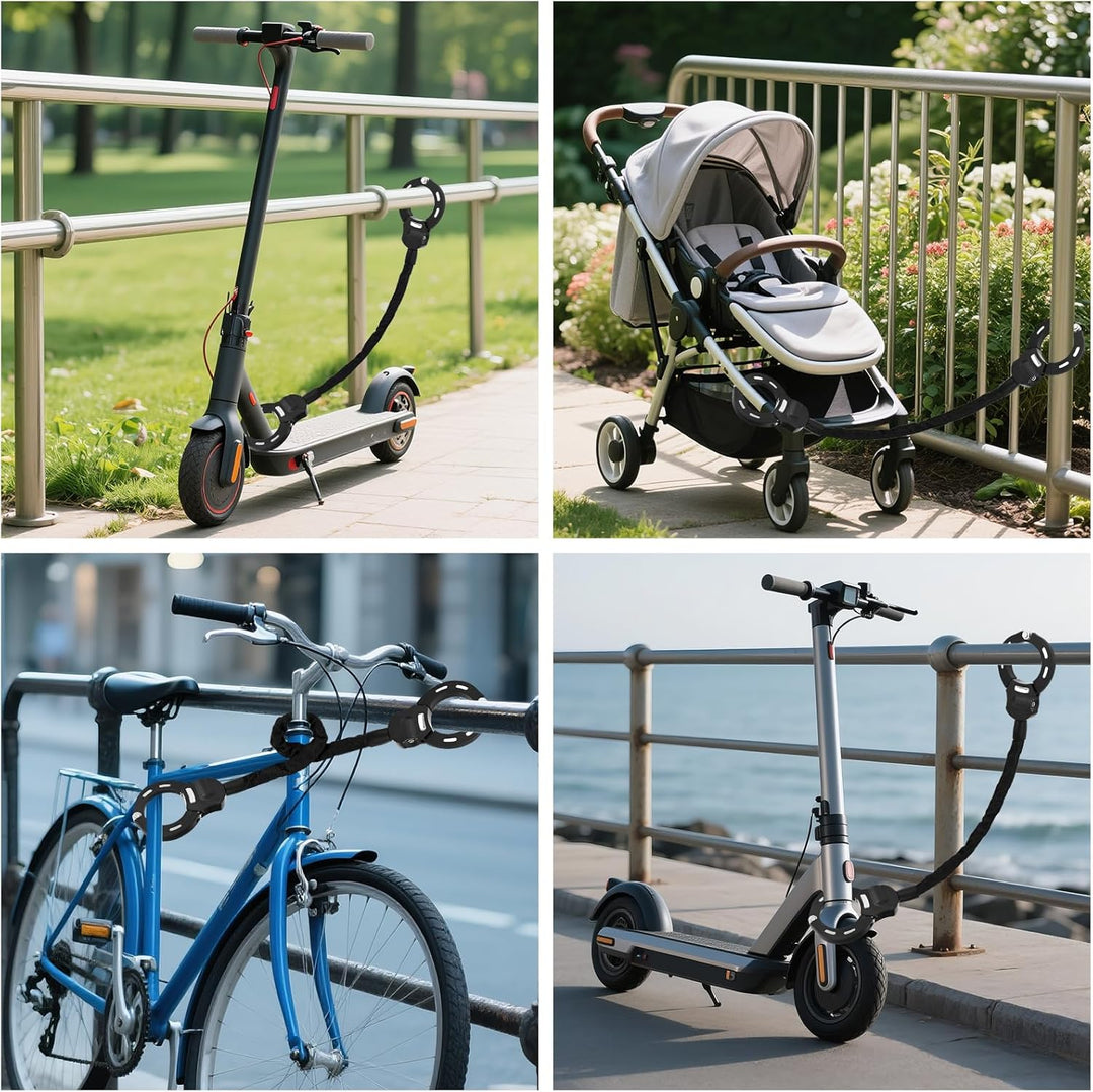 GuKKK E Scooter Schloss,Handschellenschloss mit Schlüssel, Fahrradschloss für E Scooter mit Gummi-Lo