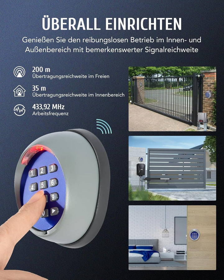 CO-Z Kabellose Codetastatur Schiebetorantrieb mit Tastatur Codetaster Garagentor Schiebetor Flügelto