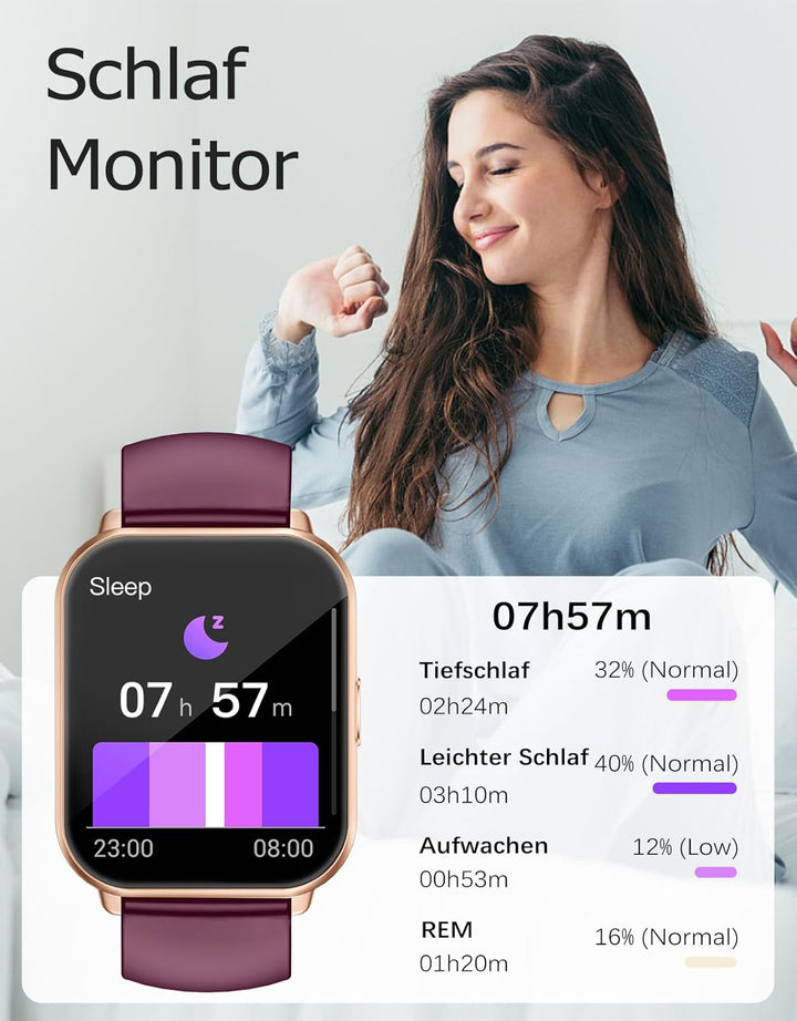 RUIMEN Smartwatch mit Telefonfunktion,Smartwatch für Damen Herren HD-Touch Screen Fitnessuhr mit SpO