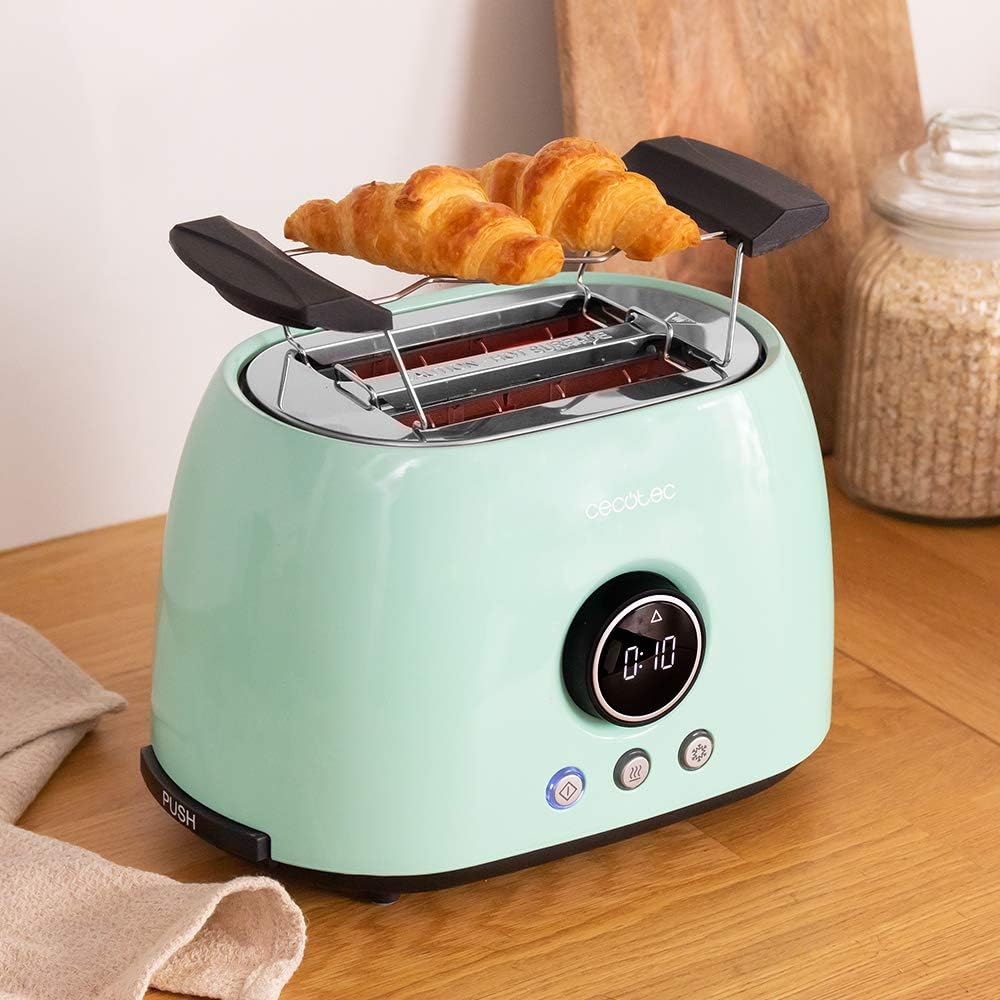 Cecotec Digitale Toaster ClassicToast 8000 Blue Double. 800W, 2 Extra breiten kurzen Schlitzen, 3 Vo