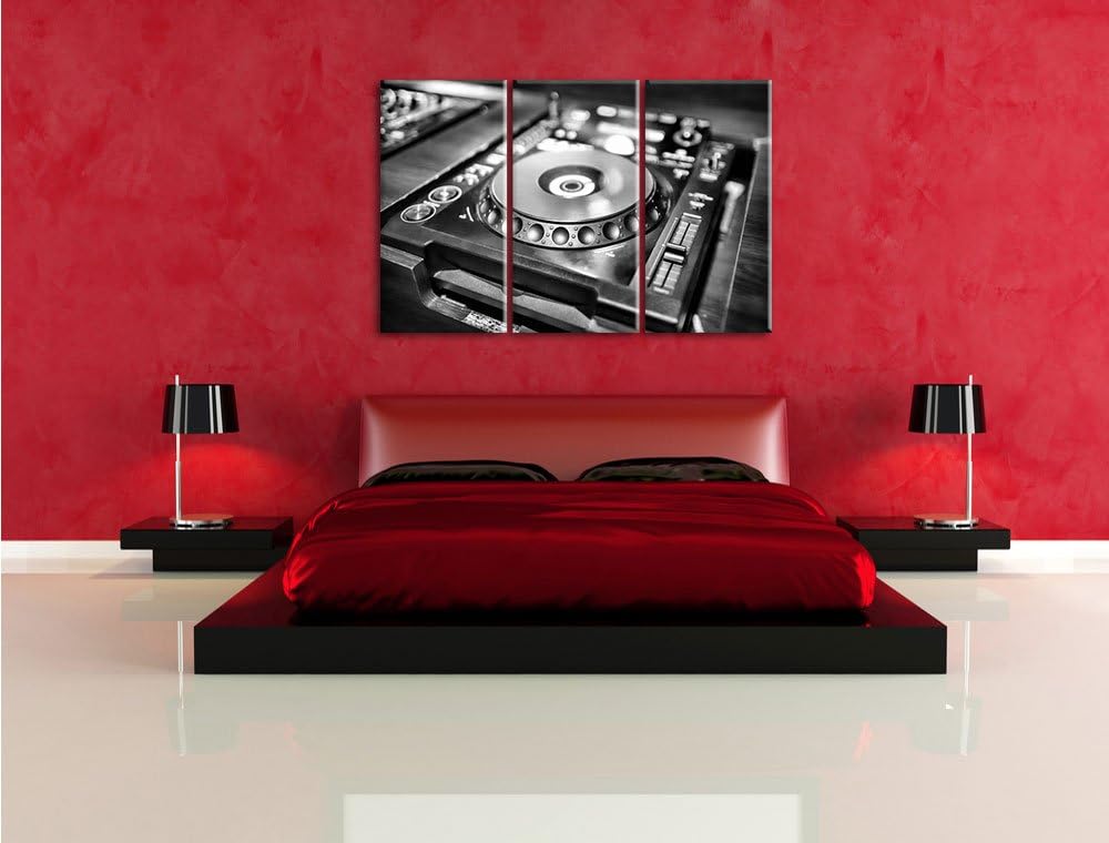 Pixxprint Grün beleuchteter DJ Pult als Leinwandbild/Grösse: 3 Teilig (120x80 cm) cm/Wandbild/Kunstd
