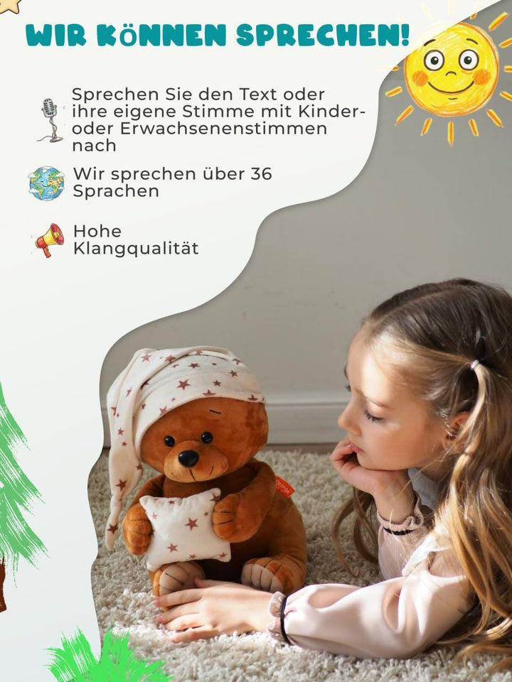 Interaktiver und lernfördernder Plüschbär – EIN magischer Freund zum Schlafen, Spielen und Entdecken