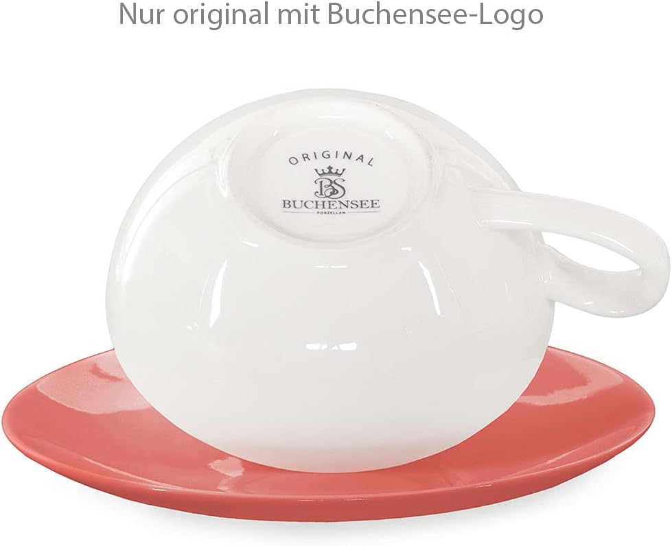 Tea for One mit Sieb Lena 500ml aus Crystal Bone China Porzellan in coralrot. Teekanne + Teetasse +