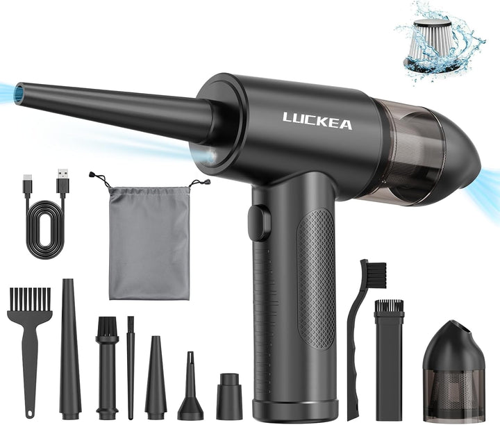 Elektrische Staubgebläse Druckluftspray für PC Reinigung - 3-Gang Air Duster mit 6000 mAh Akku, 5 Bl