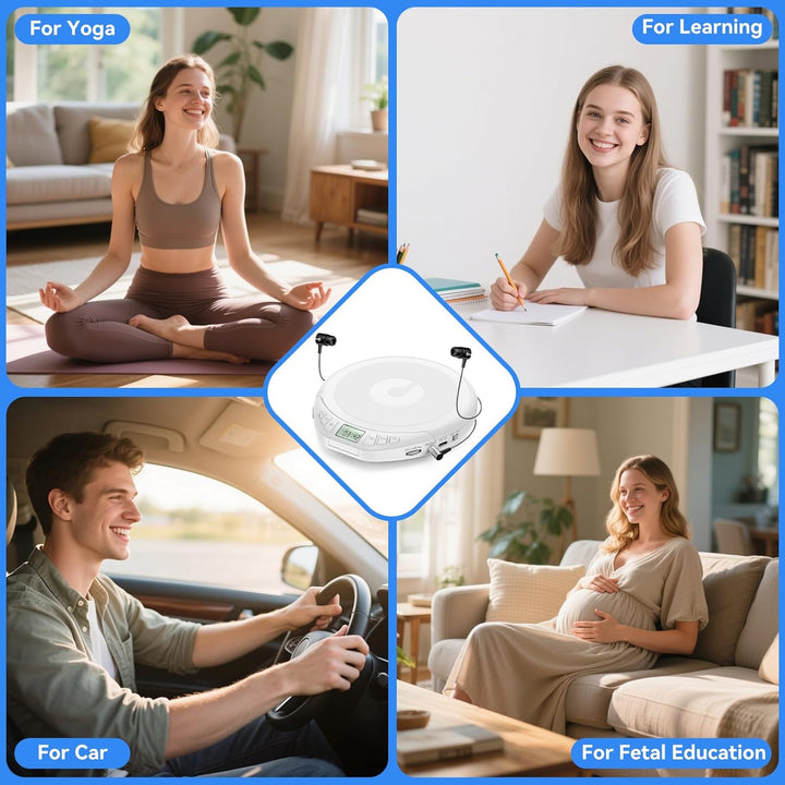 Gueray CD Spieler Tragbarer CD-Player Persönliche CD Players mit Kopfhörer LCD Display Anti-Skip Sch