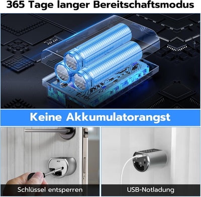 Türschloss Fingerabdruck, Eseesmart Elektronisch Tür-Schliesszylinder 35/35 mit Tastatur Codes und S